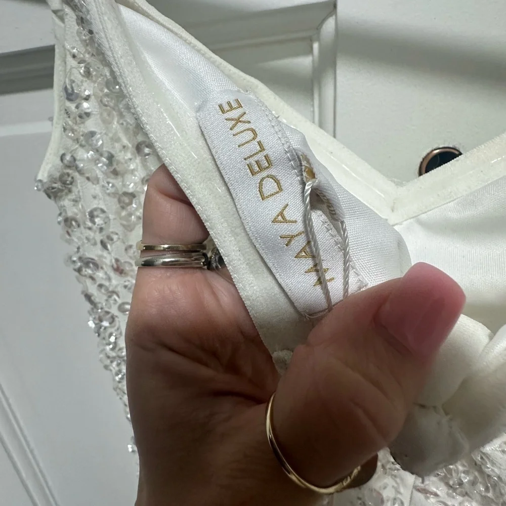 Maya Bridal bardot fishtail embellished maxi dress in Ivory size 6 NWT SOLD OUT - Picture 6 of 10